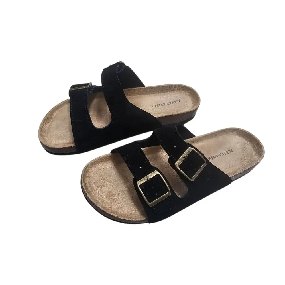 New Khombu Women's Ashville Suede Sandals 8 Black